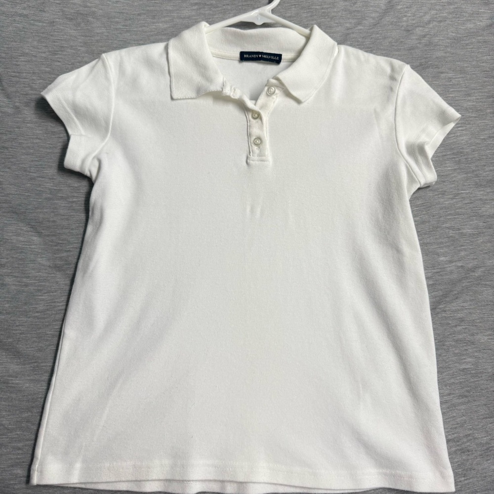 Brandy Melville White Collared Tee